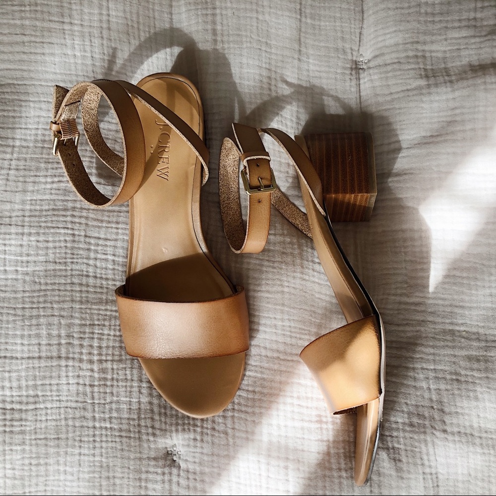 J. Crew Penny ankle-strap sandals in cognac